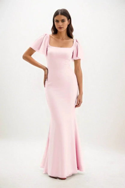 Sheath-Column Maxi Chiffon Bridesmaid Dress CB0813