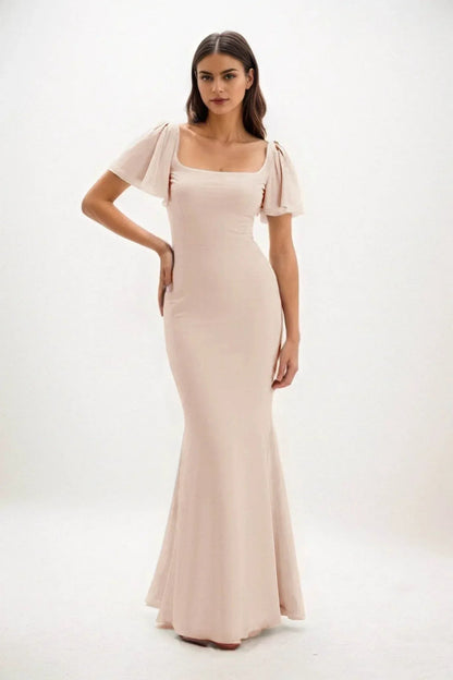 Sheath-Column Maxi Chiffon Bridesmaid Dress CB0813