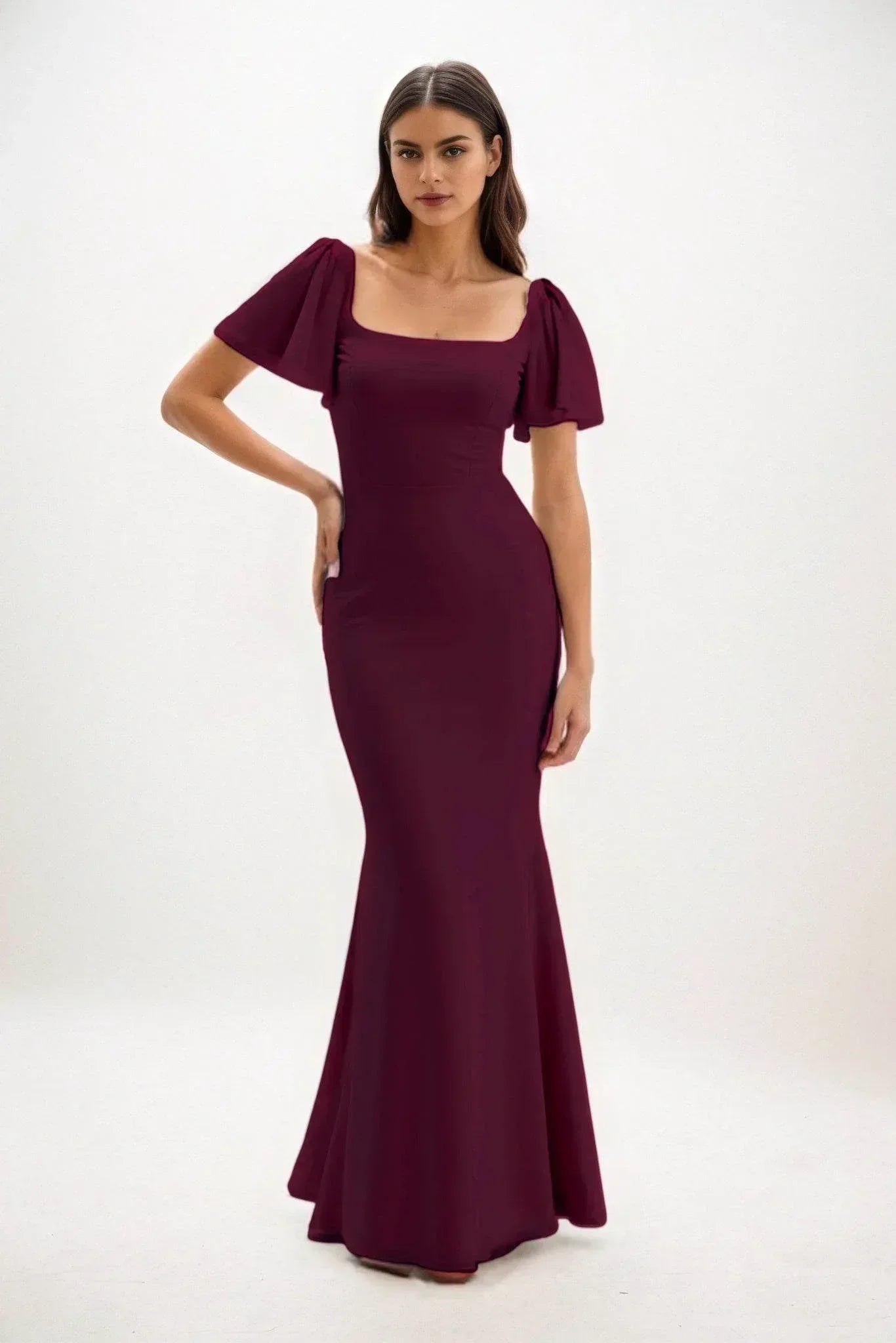Sheath-Column Maxi Chiffon Bridesmaid Dress CB0813
