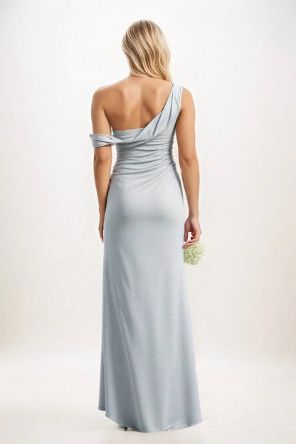 Sheath-Column Maxi Luxe Satin Bridesmaid Dress CB0815