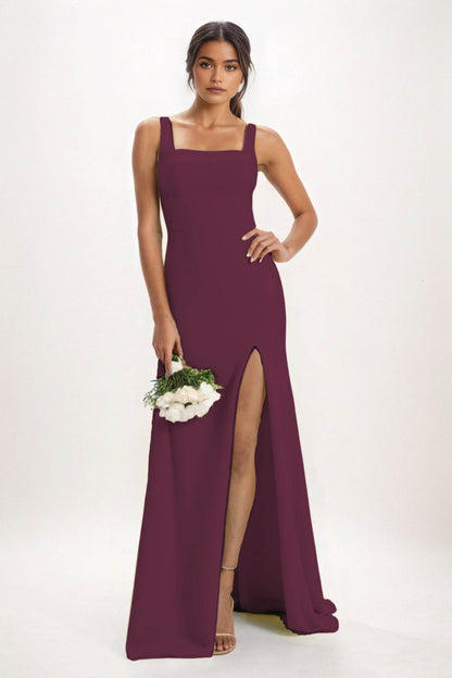 Sheath-Column Maxi Chiffon Bridesmaid Dress CB0826