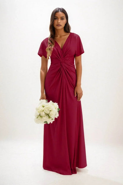 A-Line Maxi Luxe Satin Bridesmaid Dress CB0838