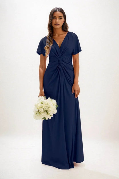 A-Line Maxi Luxe Satin Bridesmaid Dress CB0838