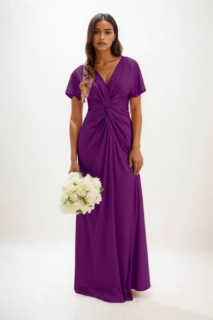 A-Line Maxi Luxe Satin Bridesmaid Dress CB0838