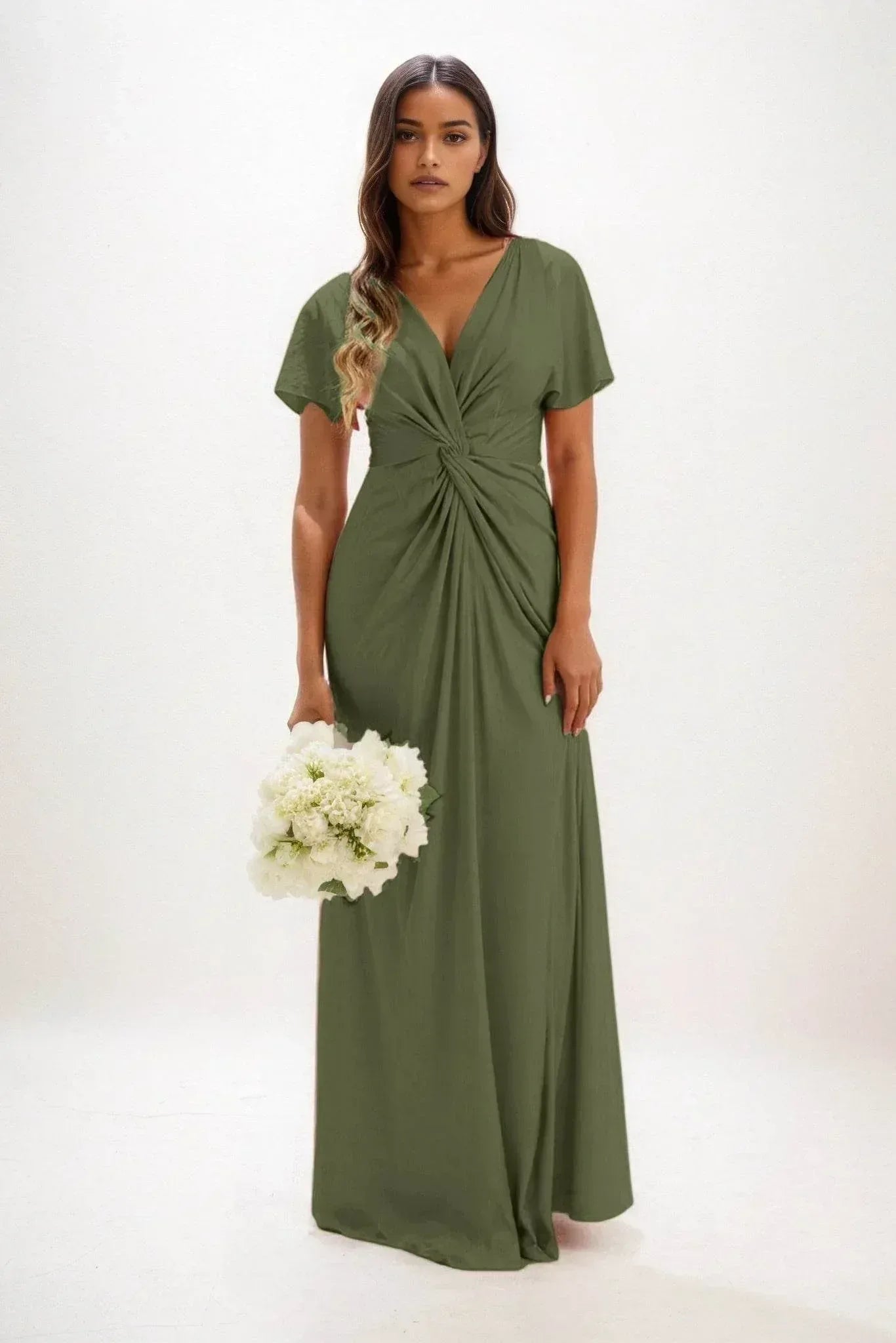 A-Line Maxi Luxe Satin Bridesmaid Dress CB0838