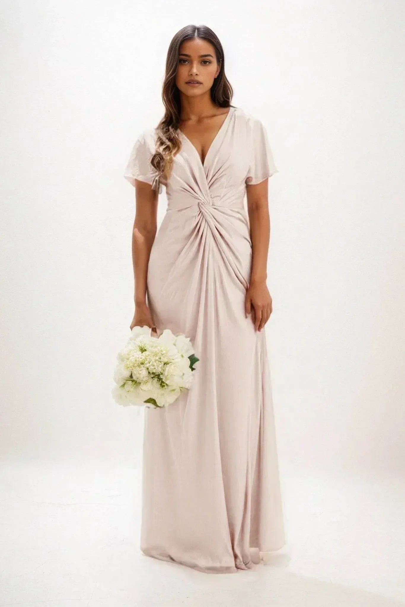 A-Line Maxi Luxe Satin Bridesmaid Dress CB0838