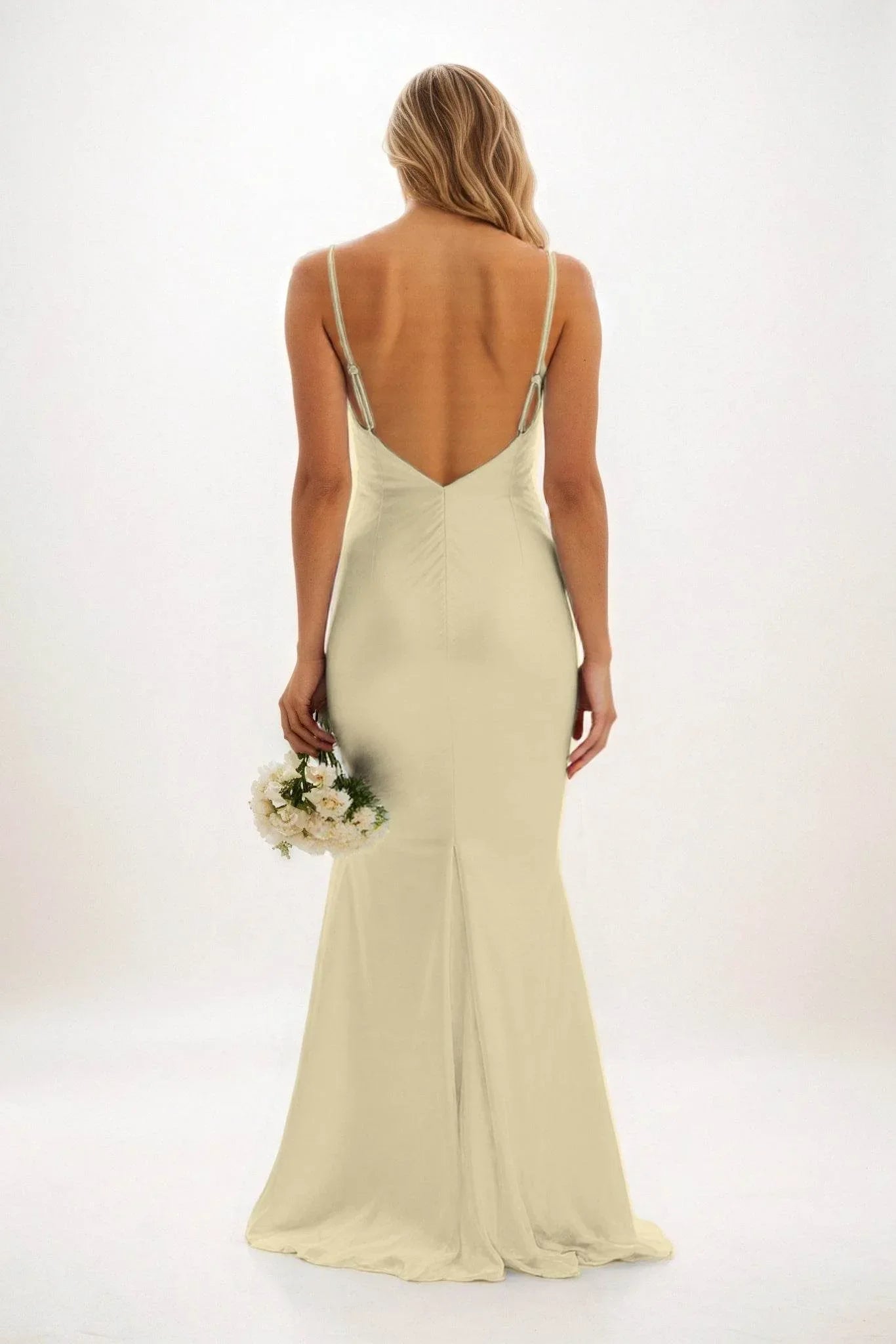 Sheath-Column Maxi Luxe Satin Bridesmaid Dress CB0839