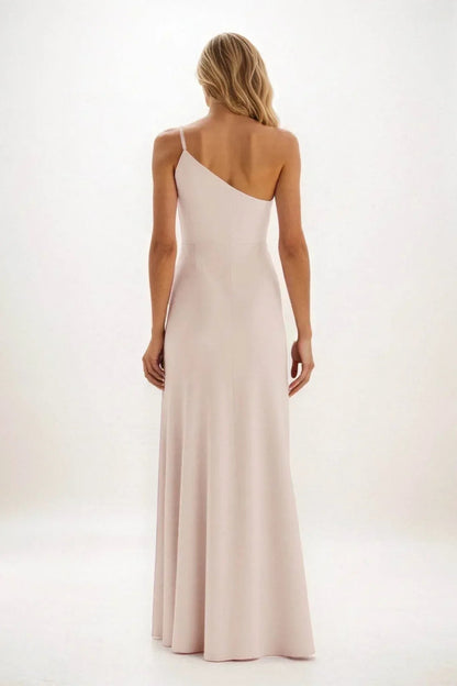 Sheath-Column Maxi Luxe Satin Bridesmaid Dress CB0842