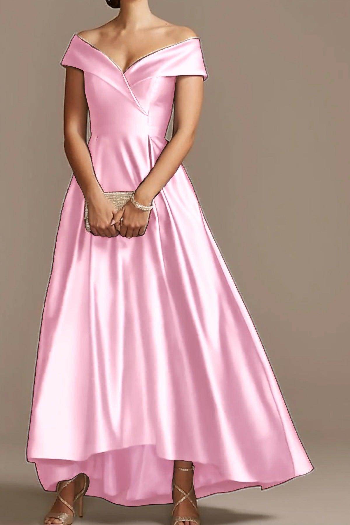 High Low Ankle Length Satin Mother Dress CM0078