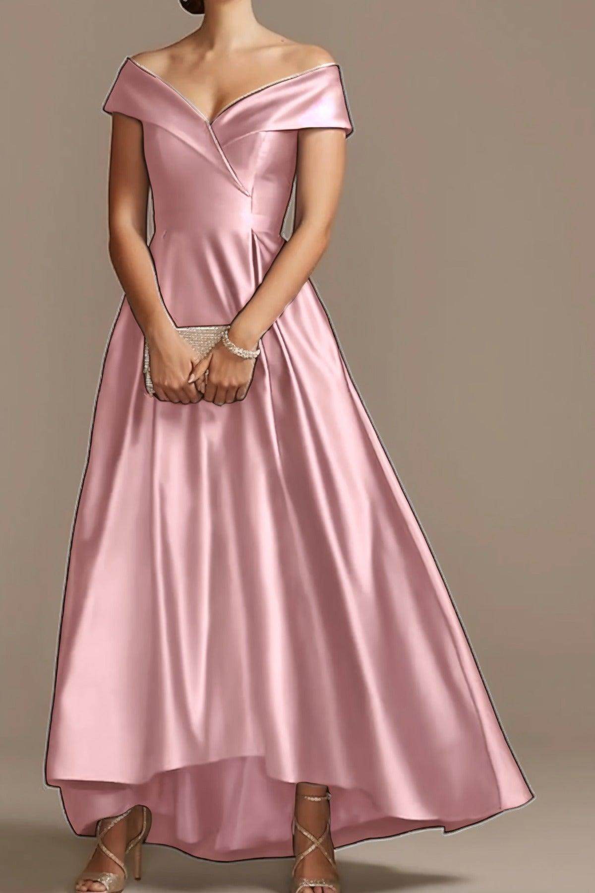 High Low Ankle Length Satin Mother Dress CM0078