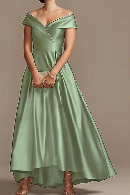 High Low Ankle Length Satin Mother Dress CM0078