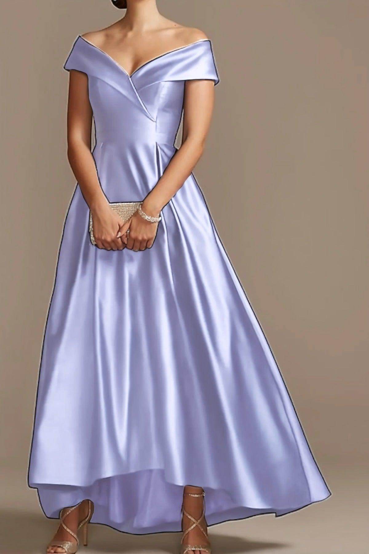 High Low Ankle Length Satin Mother Dress CM0078
