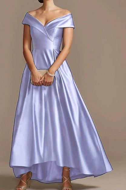 High Low Ankle Length Satin Mother Dress CM0078