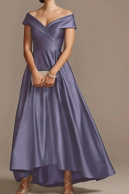 High Low Ankle Length Satin Mother Dress CM0078