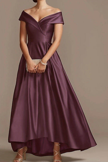 High Low Ankle Length Satin Mother Dress CM0078