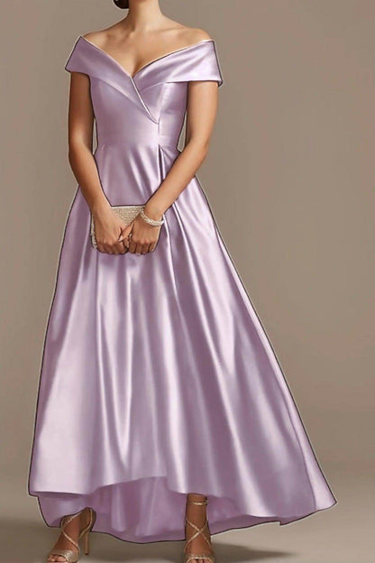 High Low Ankle Length Satin Mother Dress CM0078