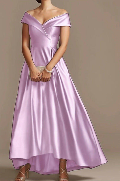 High Low Ankle Length Satin Mother Dress CM0078