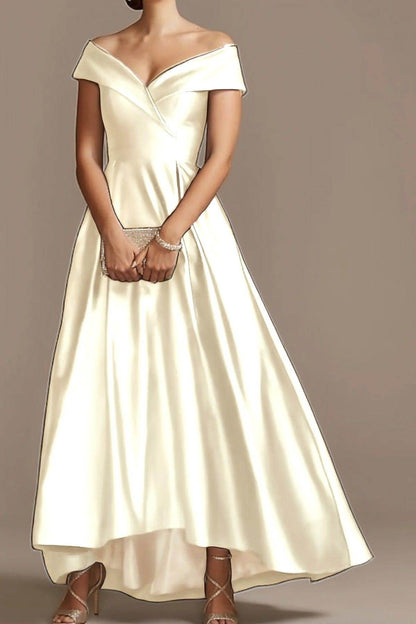 High Low Ankle Length Satin Mother Dress CM0078