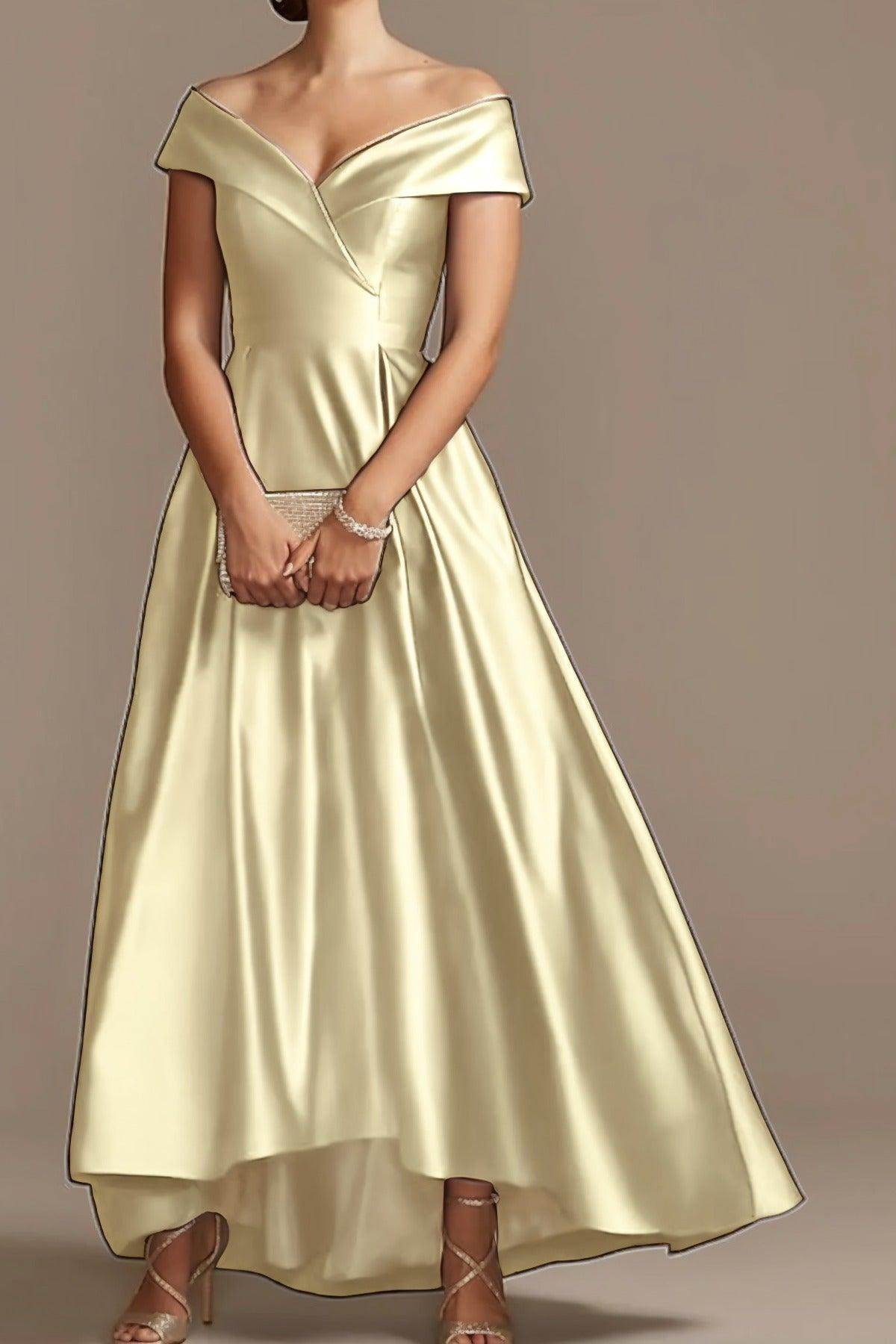 High Low Ankle Length Satin Mother Dress CM0078