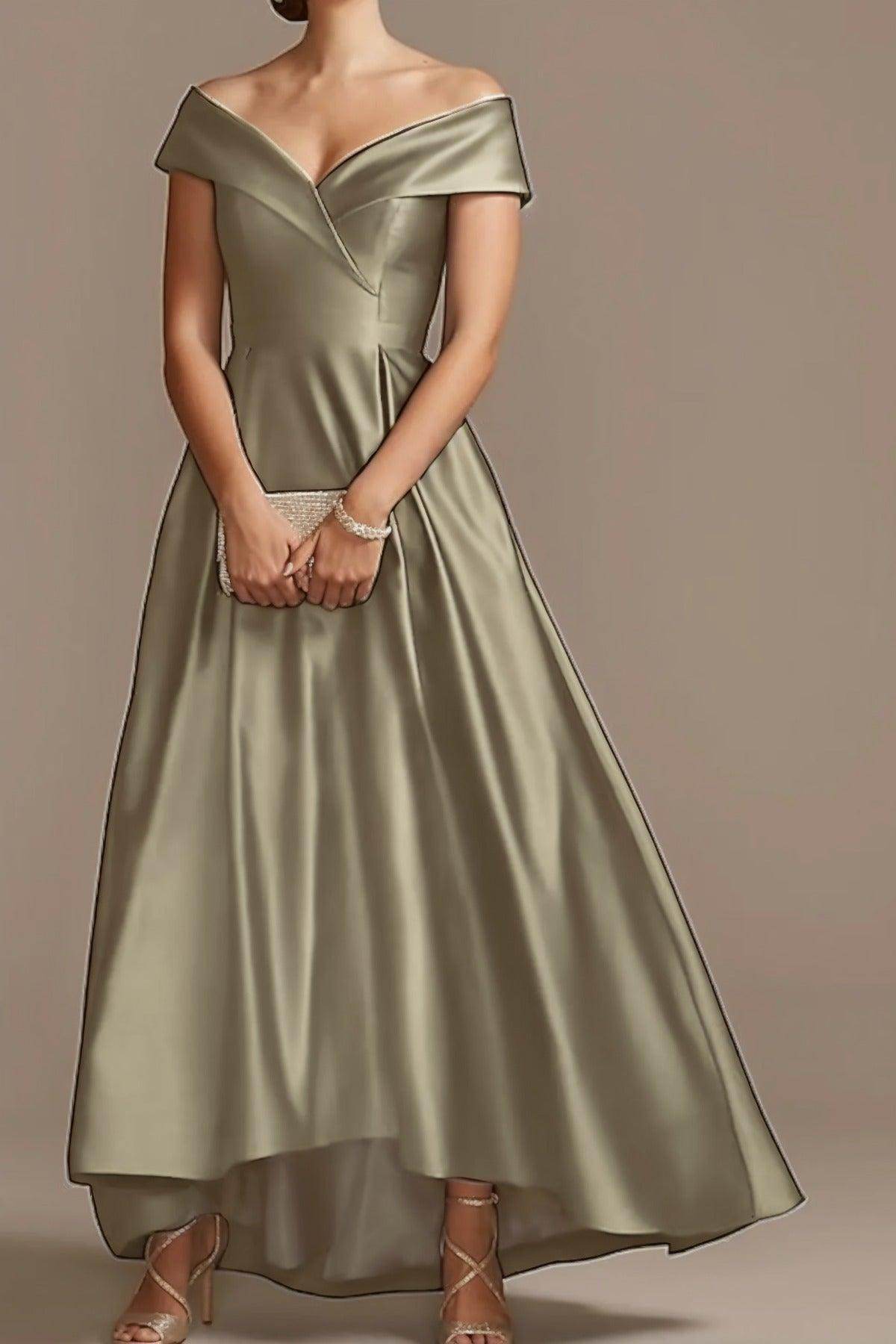 High Low Ankle Length Satin Mother Dress CM0078