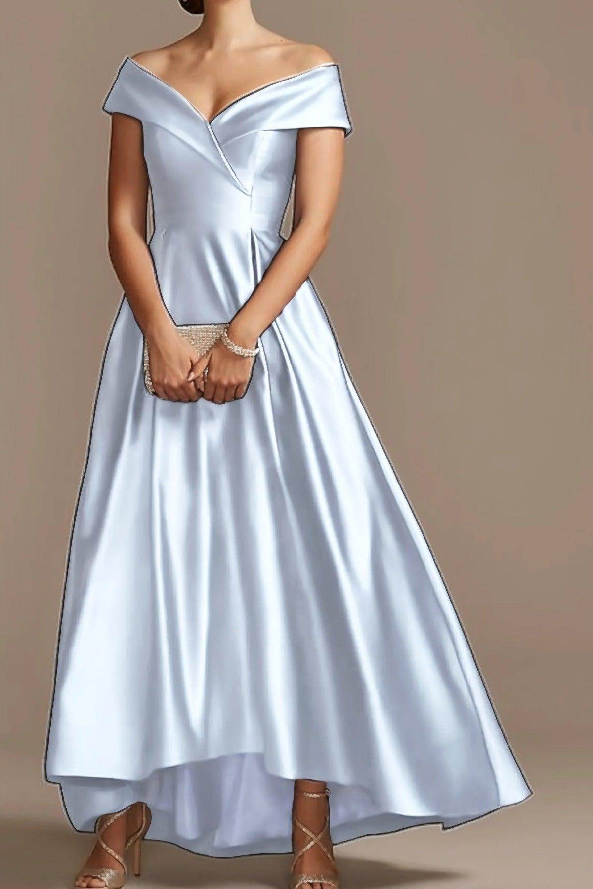 High Low Ankle Length Satin Mother Dress CM0078