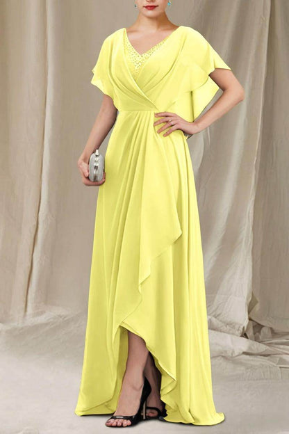 A-Line Sweep-Brush Train Chiffon Mother Dress CM0080