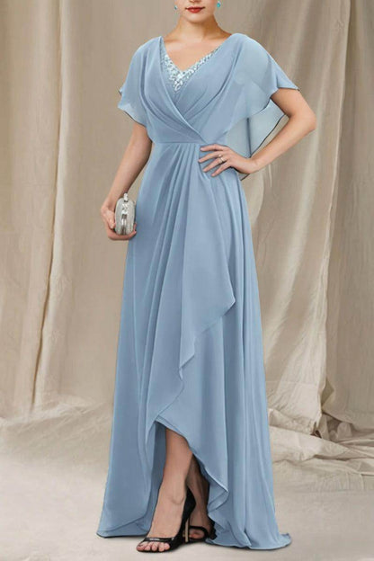A-Line Sweep-Brush Train Chiffon Mother Dress CM0080