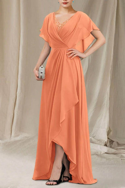 A-Line Sweep-Brush Train Chiffon Mother Dress CM0080