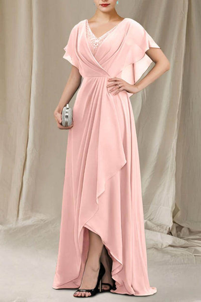 A-Line Sweep-Brush Train Chiffon Mother Dress CM0080