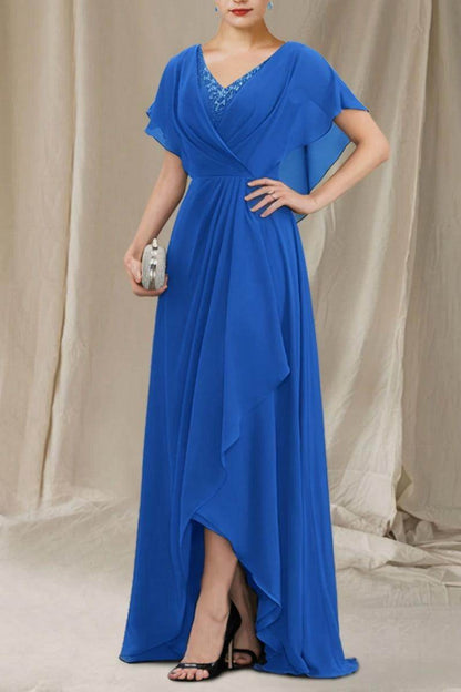 A-Line Sweep-Brush Train Chiffon Mother Dress CM0080