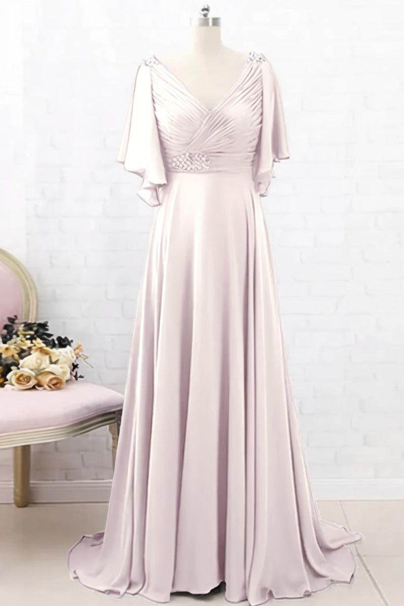 A-Line Sweep-Brush Train Chiffon Mother Dress CM0082