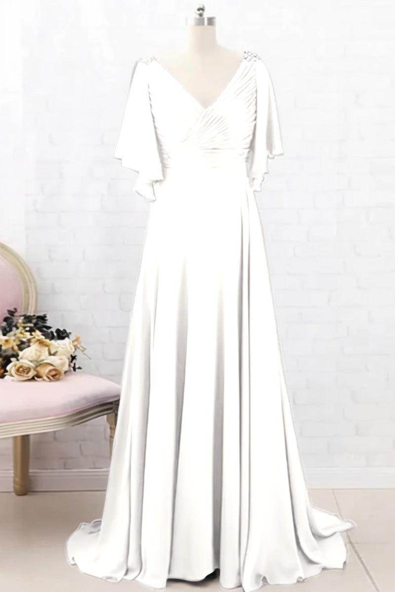 A-Line Sweep-Brush Train Chiffon Mother Dress CM0082