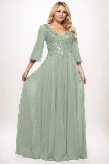 A-Line Maxi Chiffon Mother Dress CM0254
