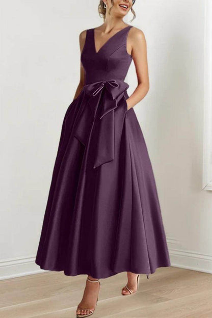 V Neck Sleeveless Ankle-Length Mother Of The Bride Dresses CM0331