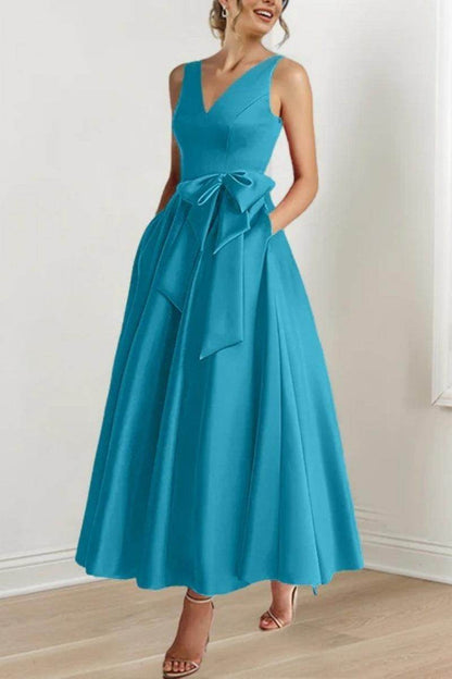 V Neck Sleeveless Ankle-Length Mother Of The Bride Dresses CM0331