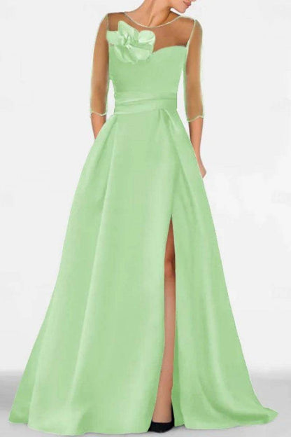 A Line Sweetheart 3/4 Sleeves High Split Mother Dresses CM0338