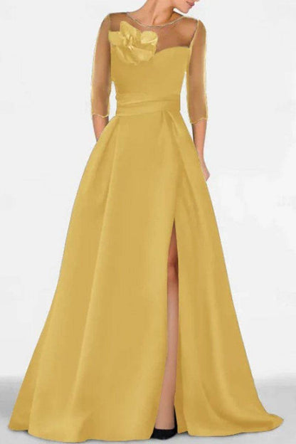 A Line Sweetheart 3/4 Sleeves High Split Mother Dresses CM0338