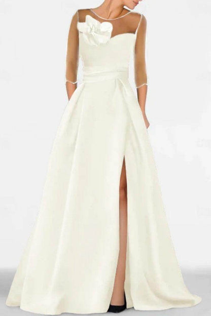 A Line Sweetheart 3/4 Sleeves High Split Mother Dresses CM0338