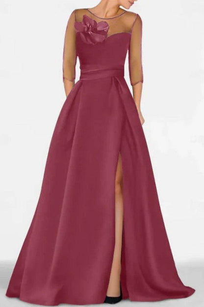 A Line Sweetheart 3/4 Sleeves High Split Mother Dresses CM0338