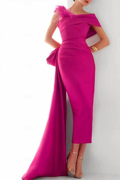 One Shoulder Evening Gown Elastic Cloth Mother Of The Bride Dresses CM0340