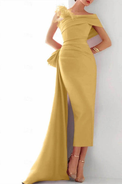 One Shoulder Evening Gown Elastic Cloth Mother Of The Bride Dresses CM0340