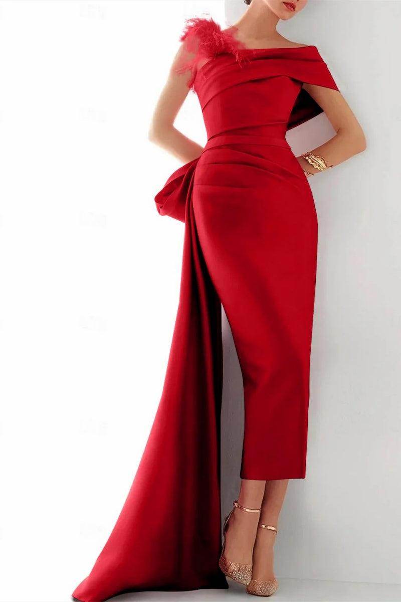 One Shoulder Evening Gown Elastic Cloth Mother Of The Bride Dresses CM0340