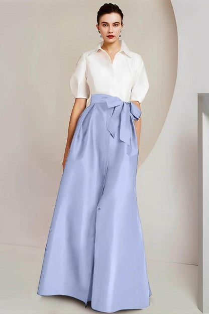 A Line Shirt Collar Short Sleeves Floor Length 2 pieces Mother Dresses CM0347