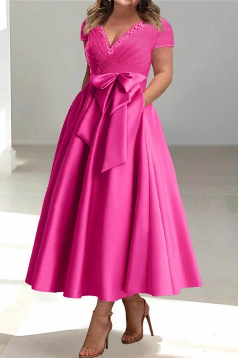 A Line V Neck Mother of the Bride Dresses with Pockets CM0350