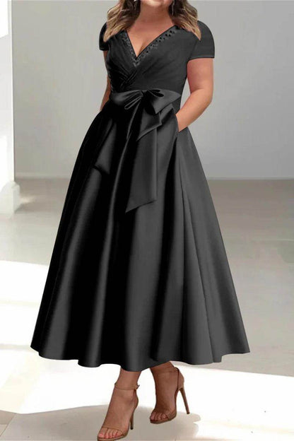 A Line V Neck Mother of the Bride Dresses with Pockets CM0350