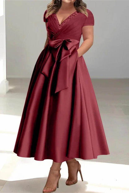 A Line V Neck Mother of the Bride Dresses with Pockets CM0350