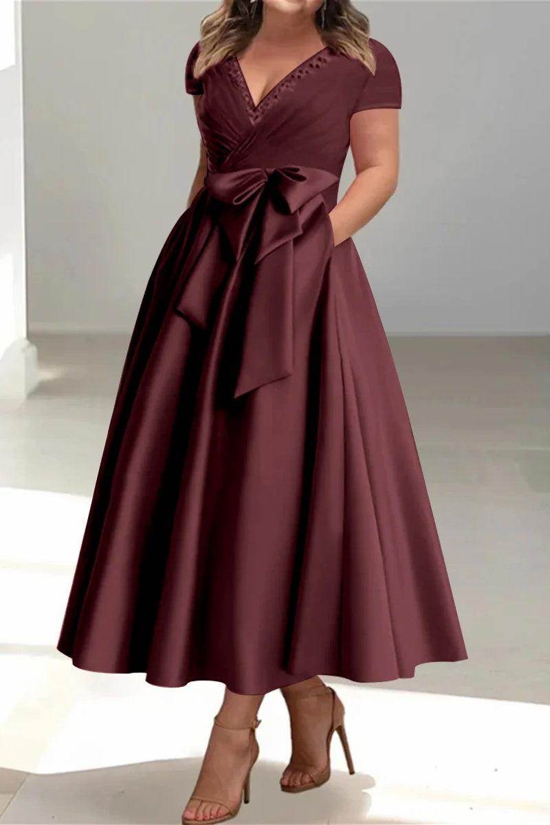 A Line V Neck Mother of the Bride Dresses with Pockets CM0350