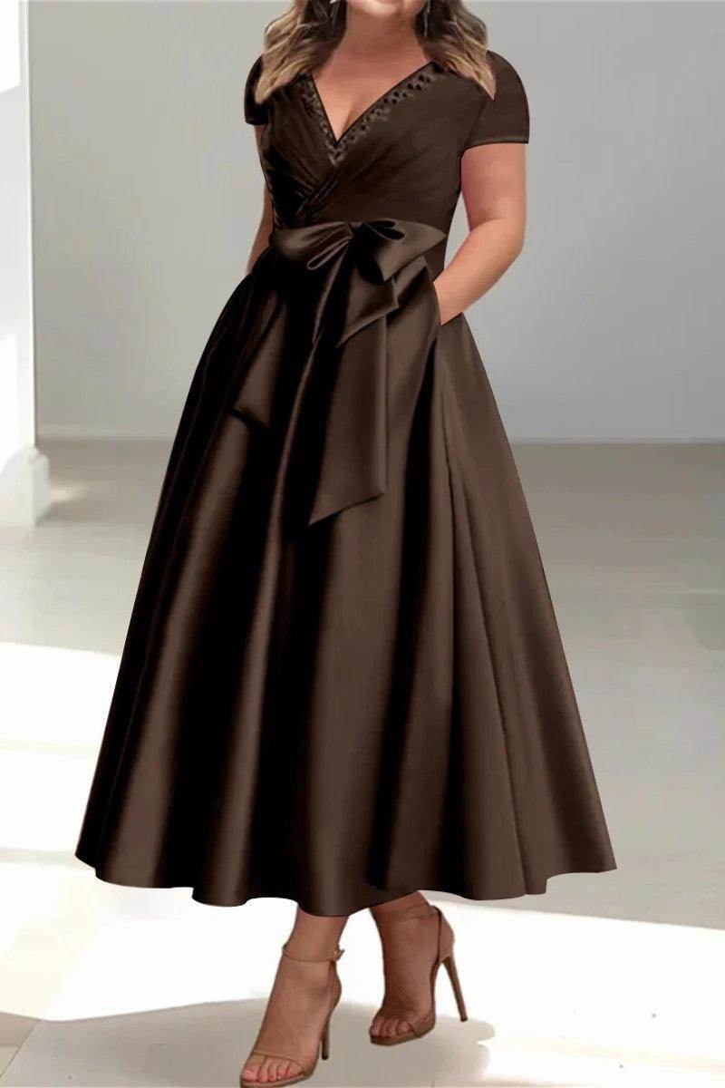 A Line V Neck Mother of the Bride Dresses with Pockets CM0350