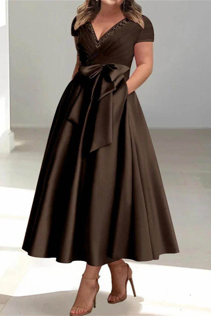 A Line V Neck Mother of the Bride Dresses with Pockets CM0350