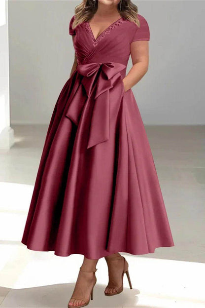 A Line V Neck Mother of the Bride Dresses with Pockets CM0350
